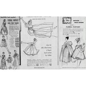 VTG Gotham Layerd Chiffon Embroidered White & Blue Nightgown Peignoir Small